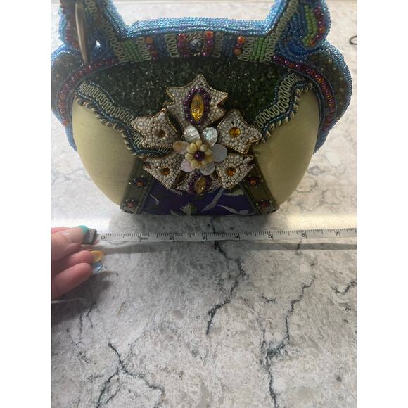 Mary Frances Beaded Handbag Hard Case Purse Jewels Flowers Shells 8 1/2"x 8" JL - Picture 13 of 14
